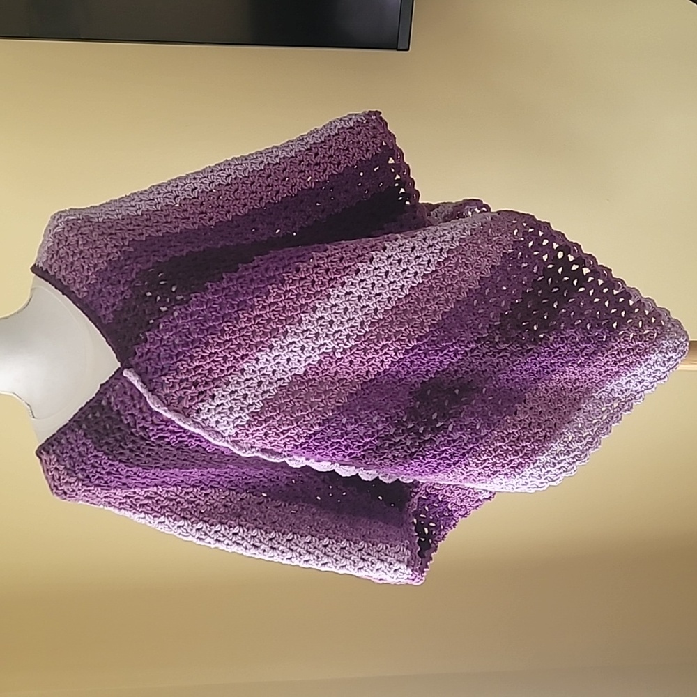 Handmade Crochet Adult Poncho Purple Ombre